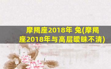 摩羯座2018年 兔(摩羯座2018年与高层暧昧不清)